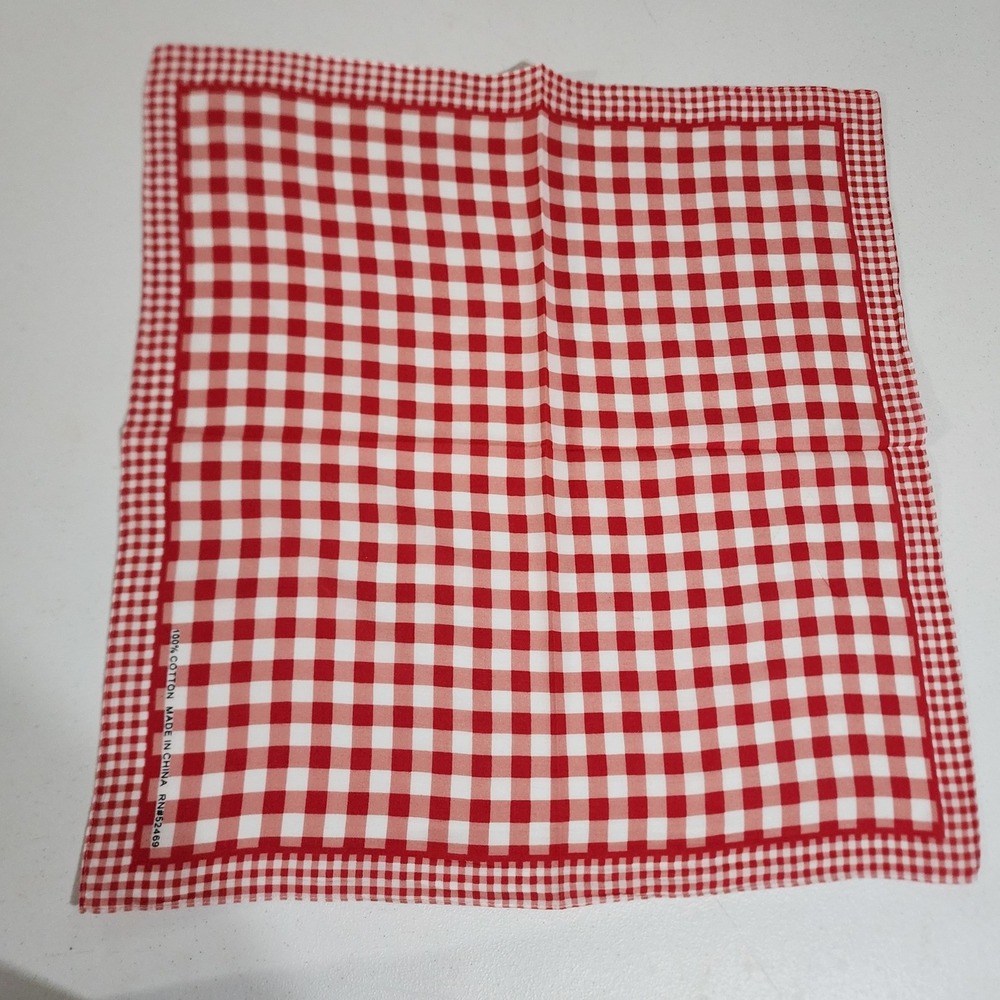 Red White Gingham Bandana 100% Cotton Checkered Square Scarf Neckerchief 20x20